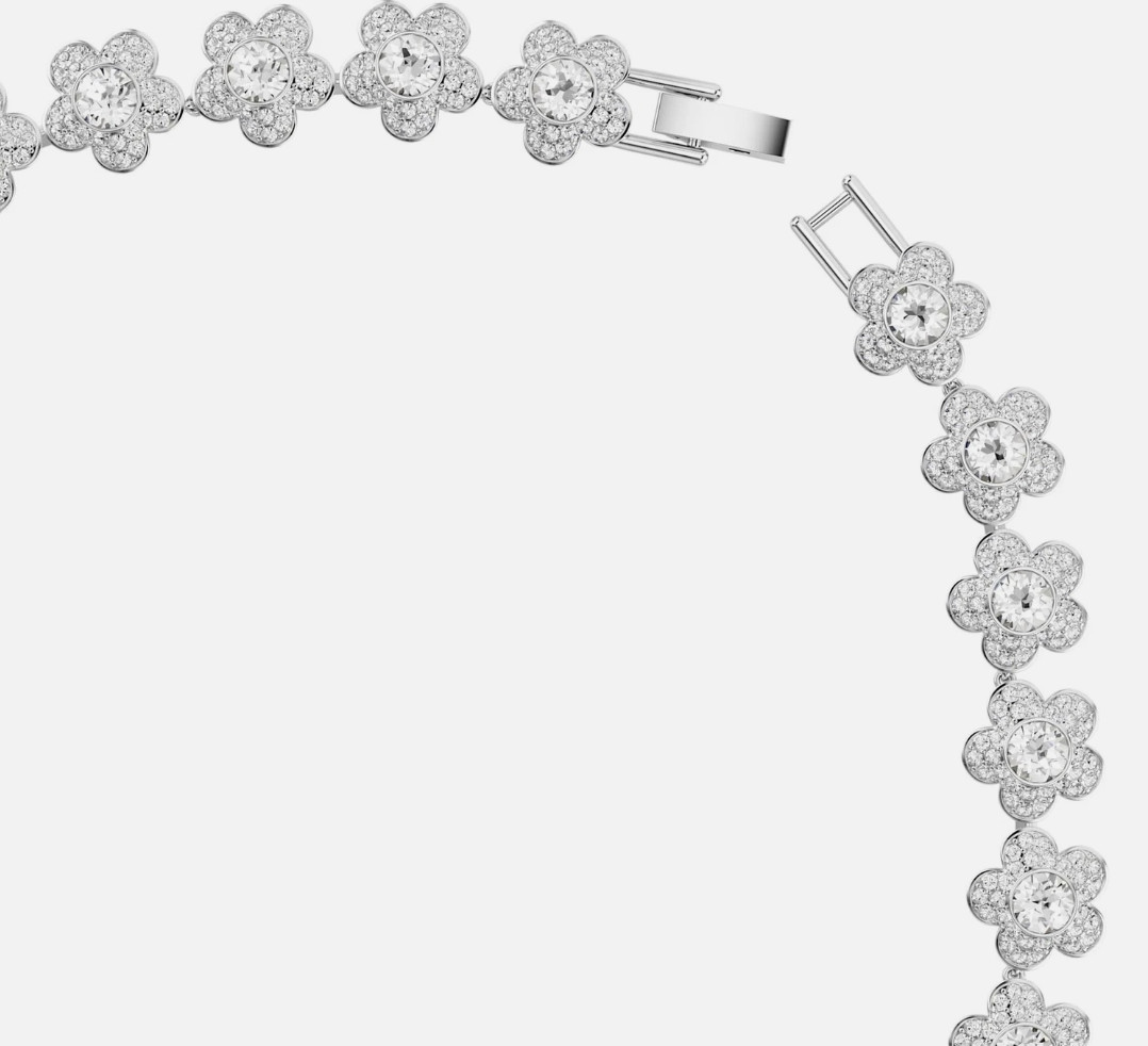 Swarovski Ariana Grande x Swarovski Necklace, Round Cut, Flower, White, Rhodium