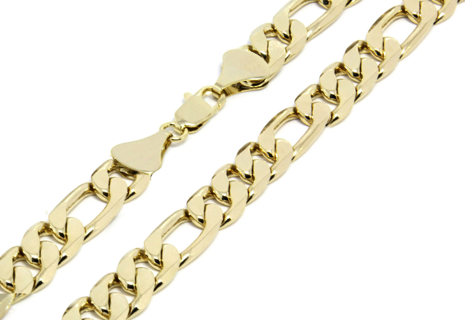Mens 14K Gold Plated 3mm To 12mm Figaro Link Necklace Chain 24 Or 30 Inch