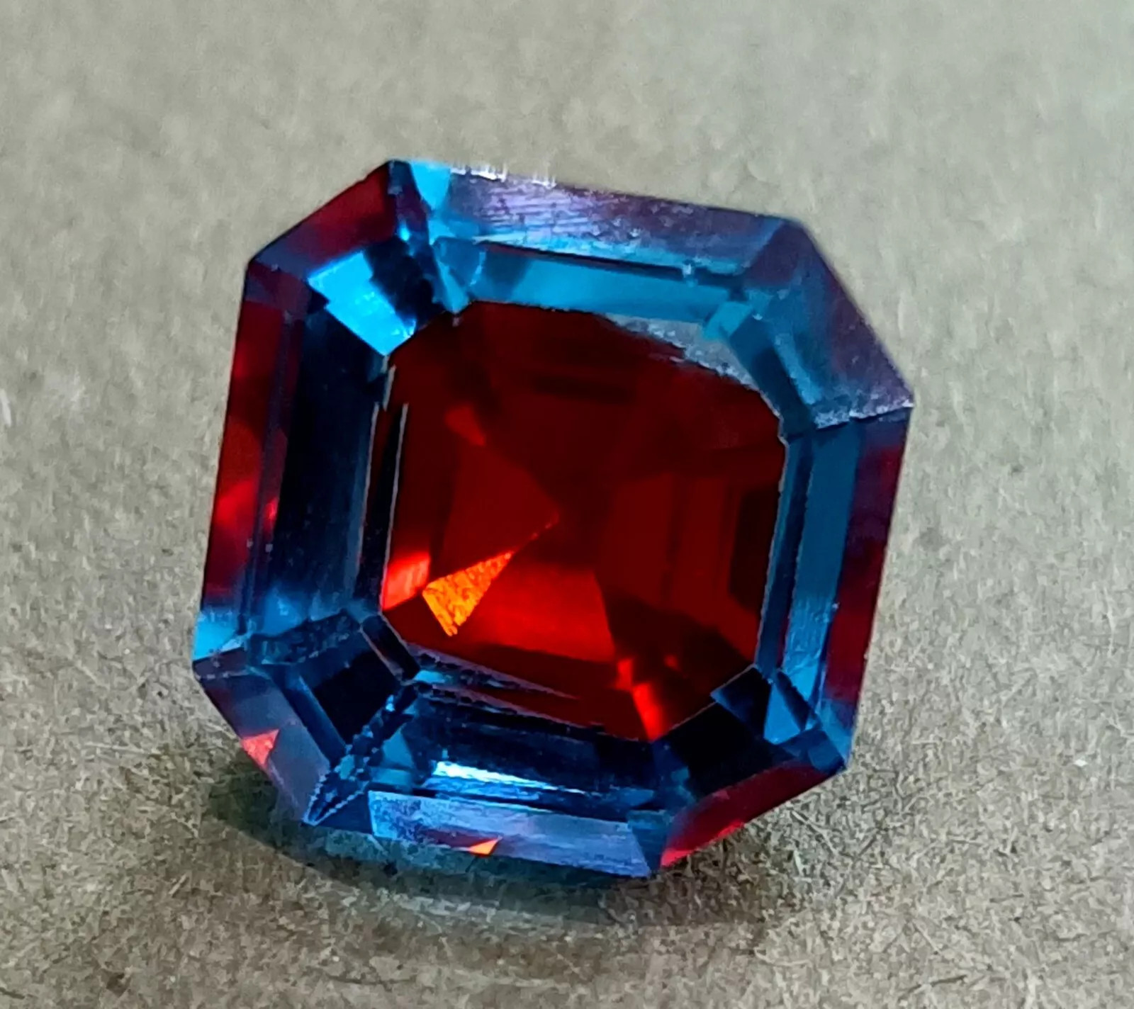 Natural Bi-Color Pitambari Sapphire 11 Ct Asscher Cut Certified Loose Gemstone
