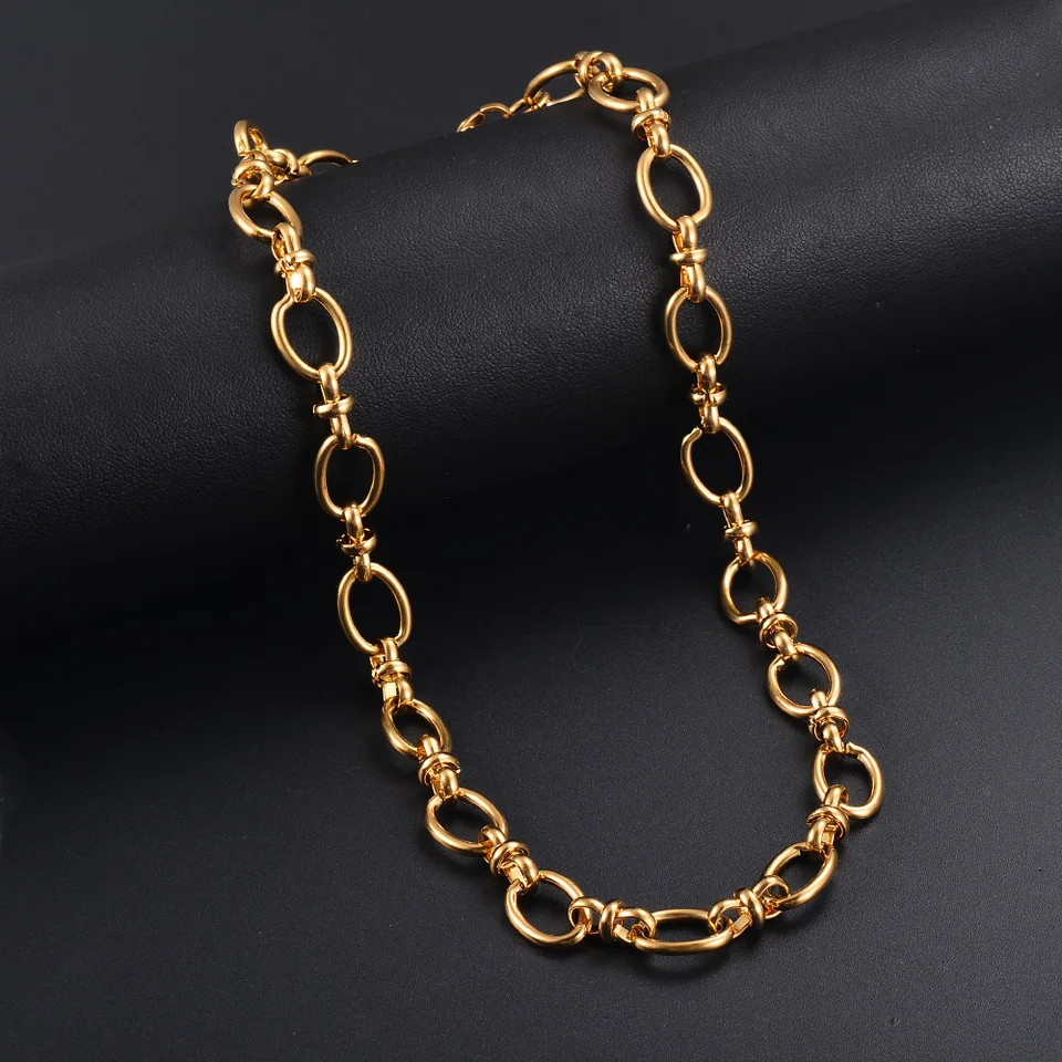 Heavy Oval Necklace Stainless Steel Big Link Punk Chain Chunky Men Jewelry