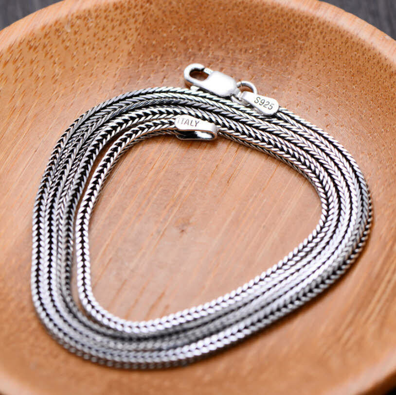 B25 Snake Chain Necklace 925 Sterling Silver Length 55cm 22inch Thickness 1.6mm