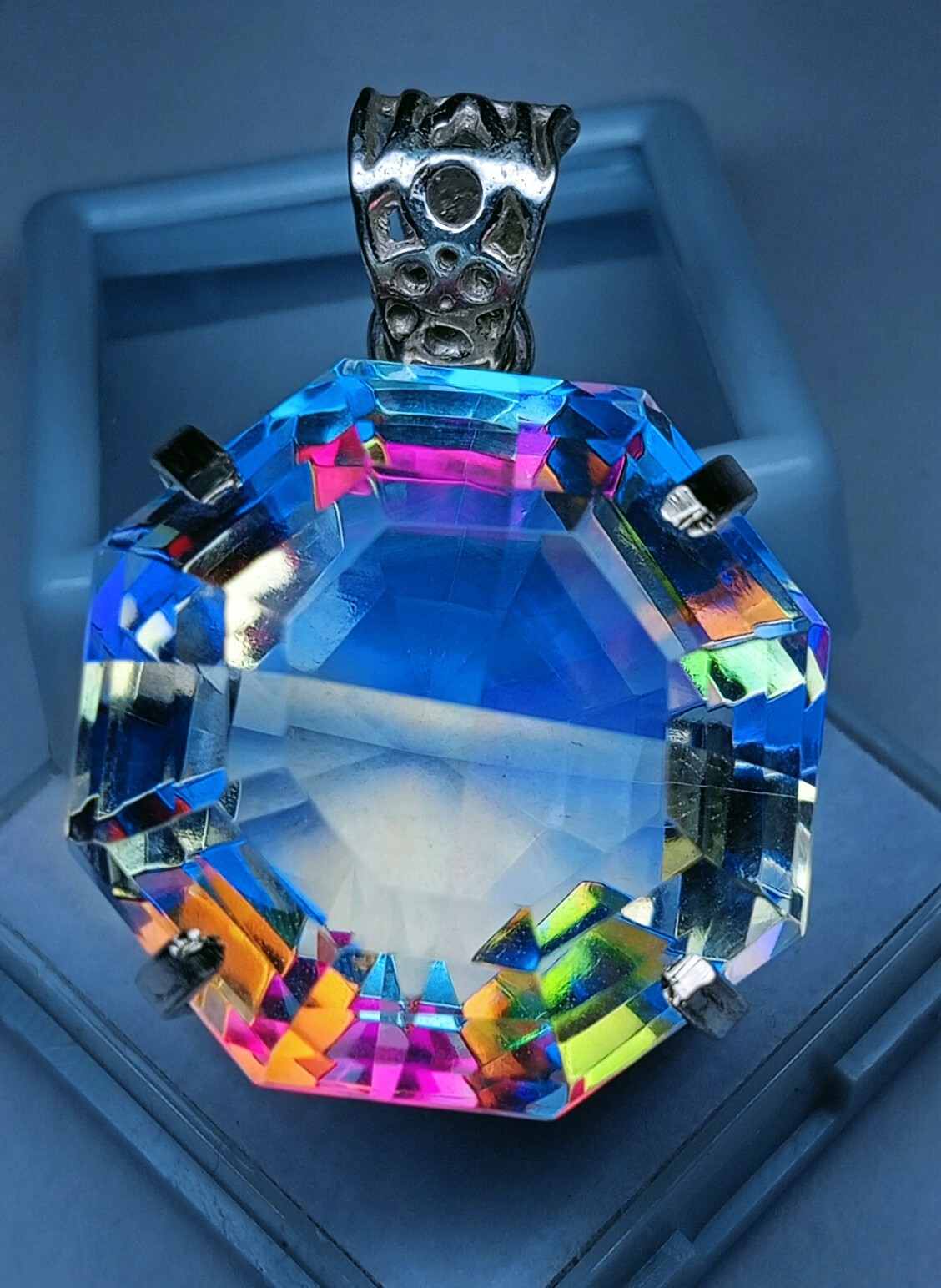 Mystic Topaz Fancy HexaCut 78.30 Ct Natural Loose Gemstone Pendant EGL Certified