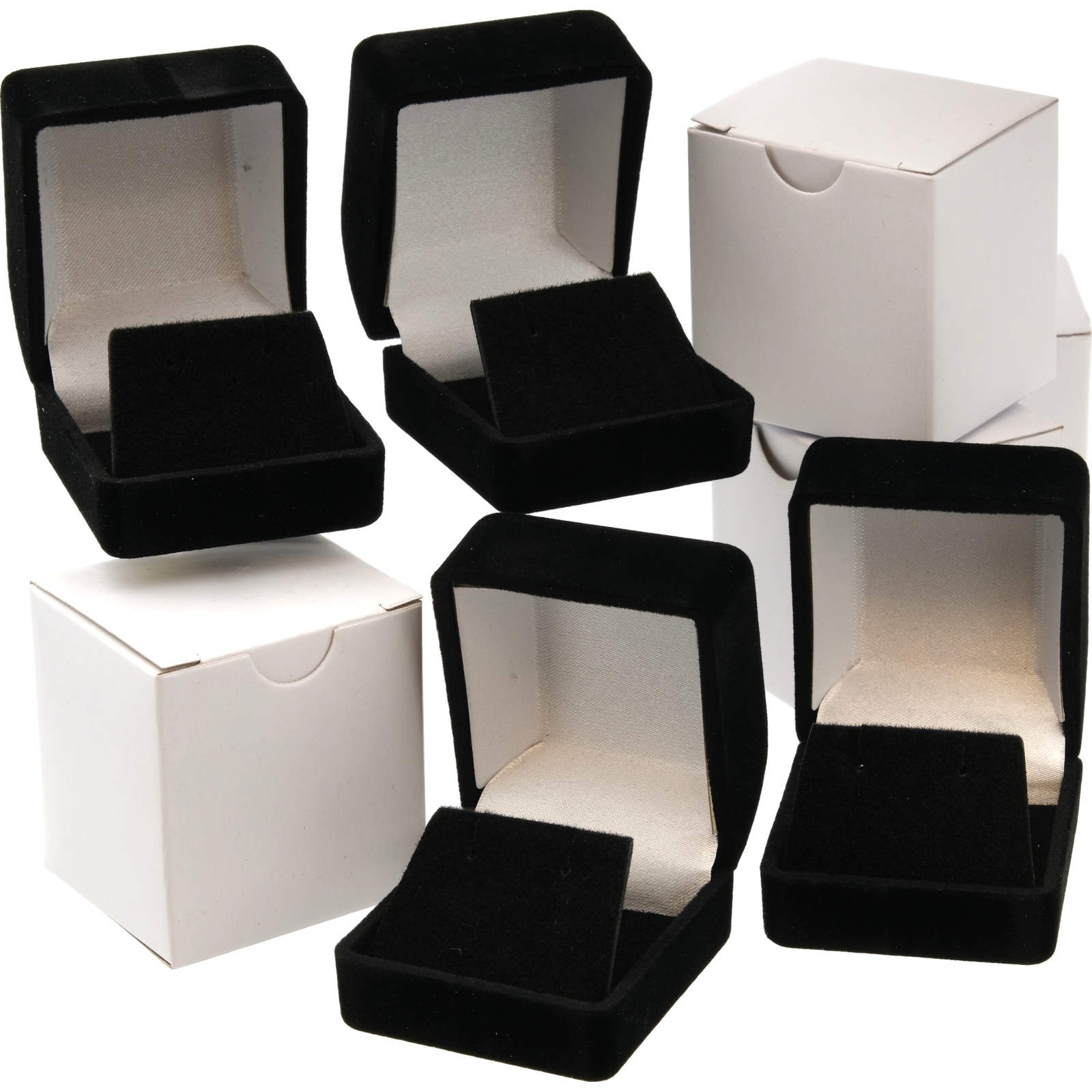 4 Earring Gift Boxes Black Velvet Flocked Jewelry Box