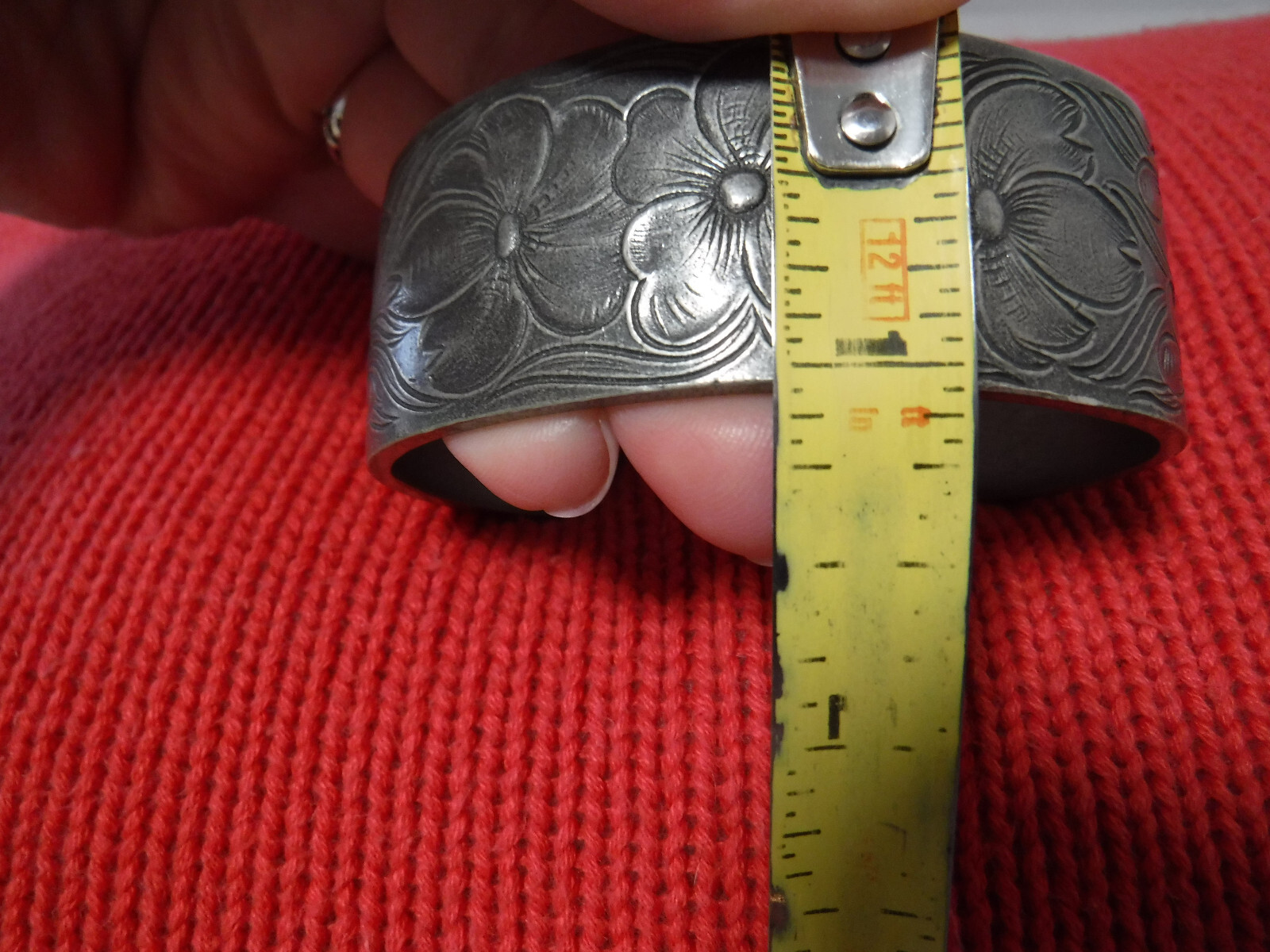 Salisbury Pewter July Larkspur Flower of the Month Etched Cuff Bracelet 1 Inch