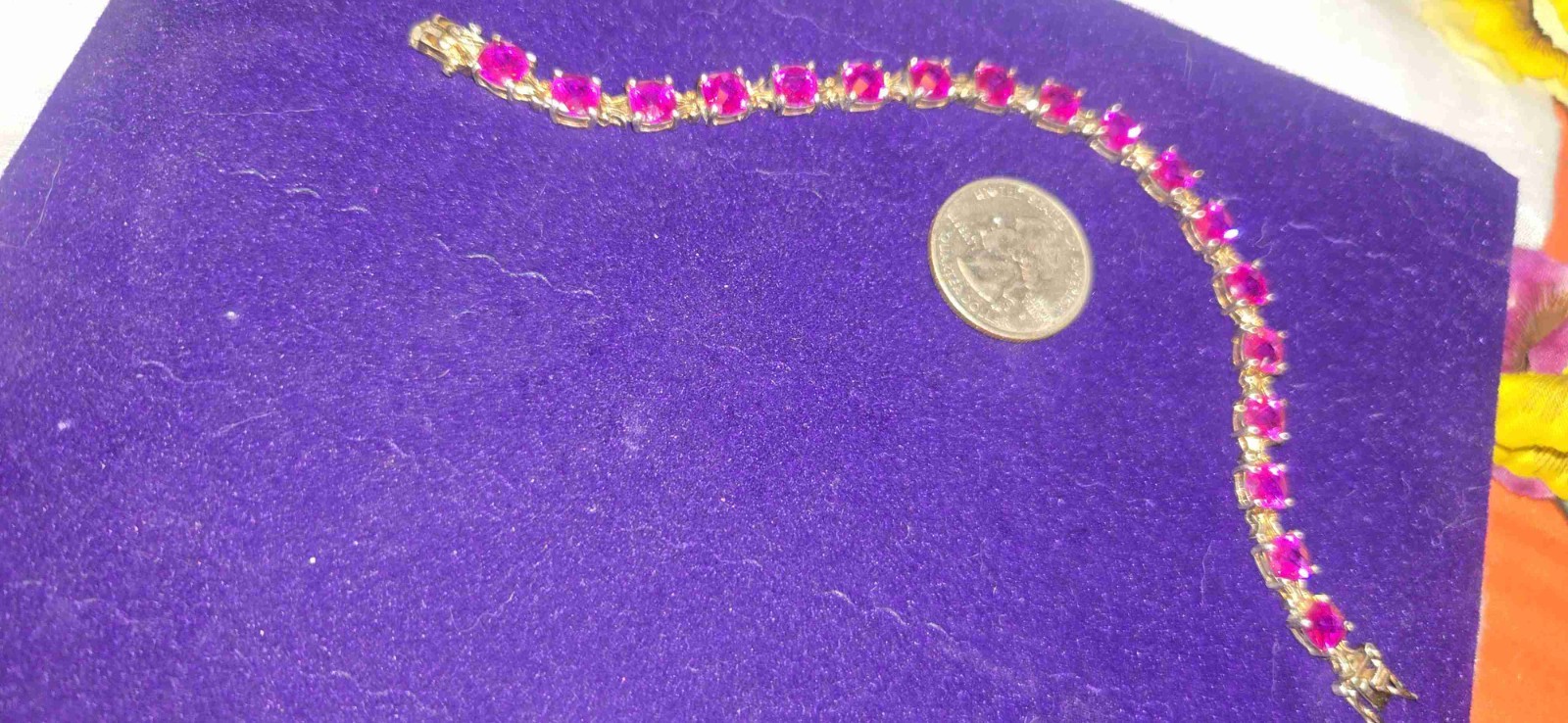 Breathtaking Ruby Jemstones Set In Sterling Tennis Bracelet