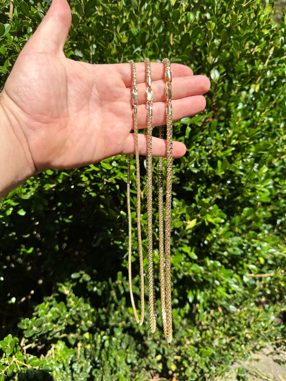 14k Gold Vermeil 925 Silver Diamond Cut Sparkle Ice Rope Chain Necklace 3-5mm