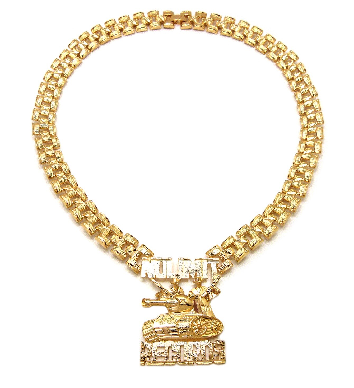 Men’s No Limit Records Tank Pendant & 13mm 20″ Tank Chain Hip Hop Iced Necklace