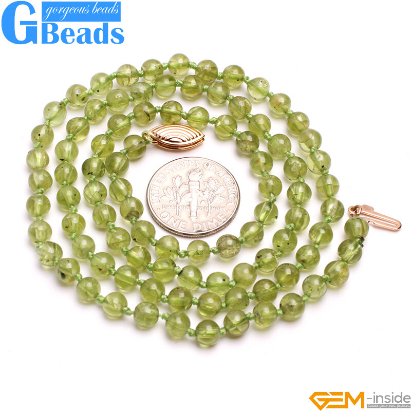 Pendant Round Green Peridot Beaded Necklace Gemstone Long 19-20″ Gift Charm