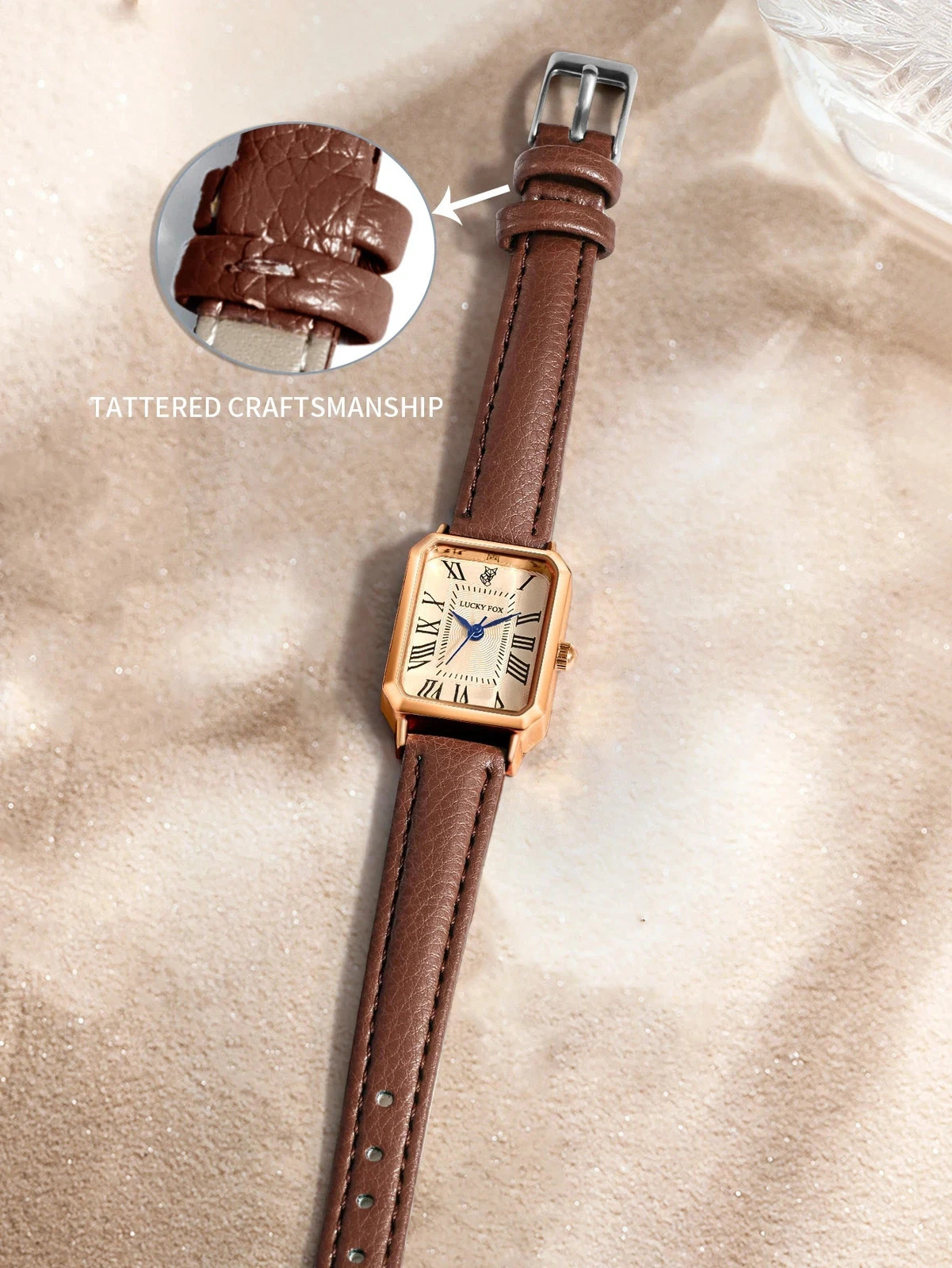 Fashion Retro Digital Dial Casual Watches Square Leather Strap Fashionable
