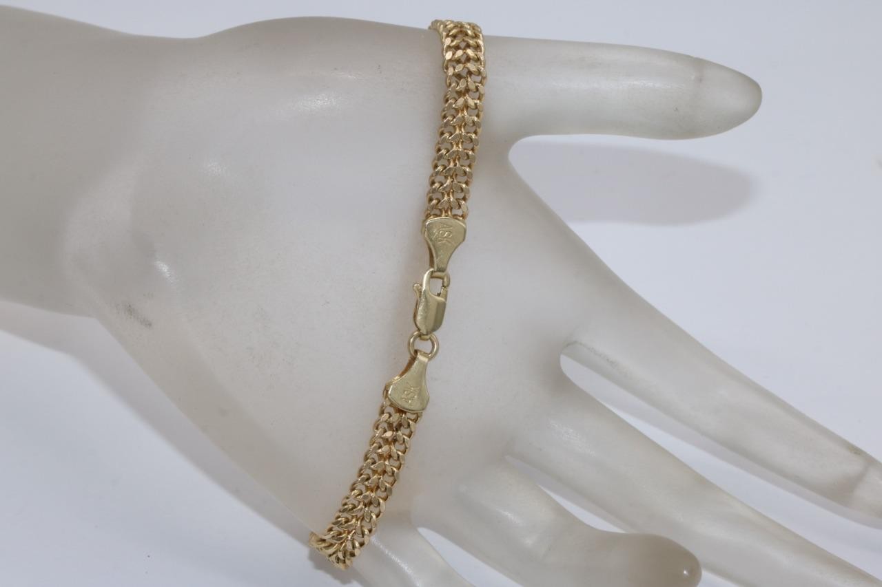 Fine 10K Yellow Gold 6mm Double Curb Link Chain Bracelet Fits 6 3/4″