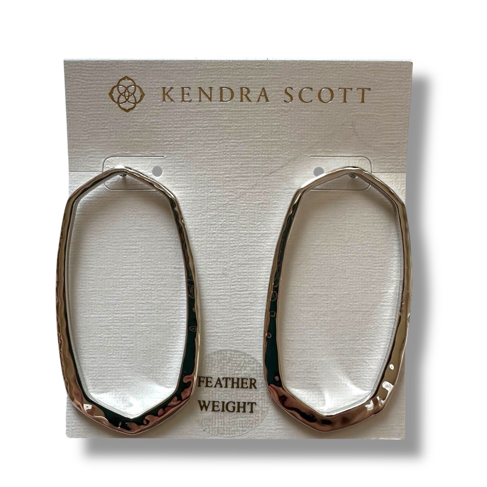 Kendra Scott Zorte Open Hammered Frame Earrings, Sliver Tone NWT