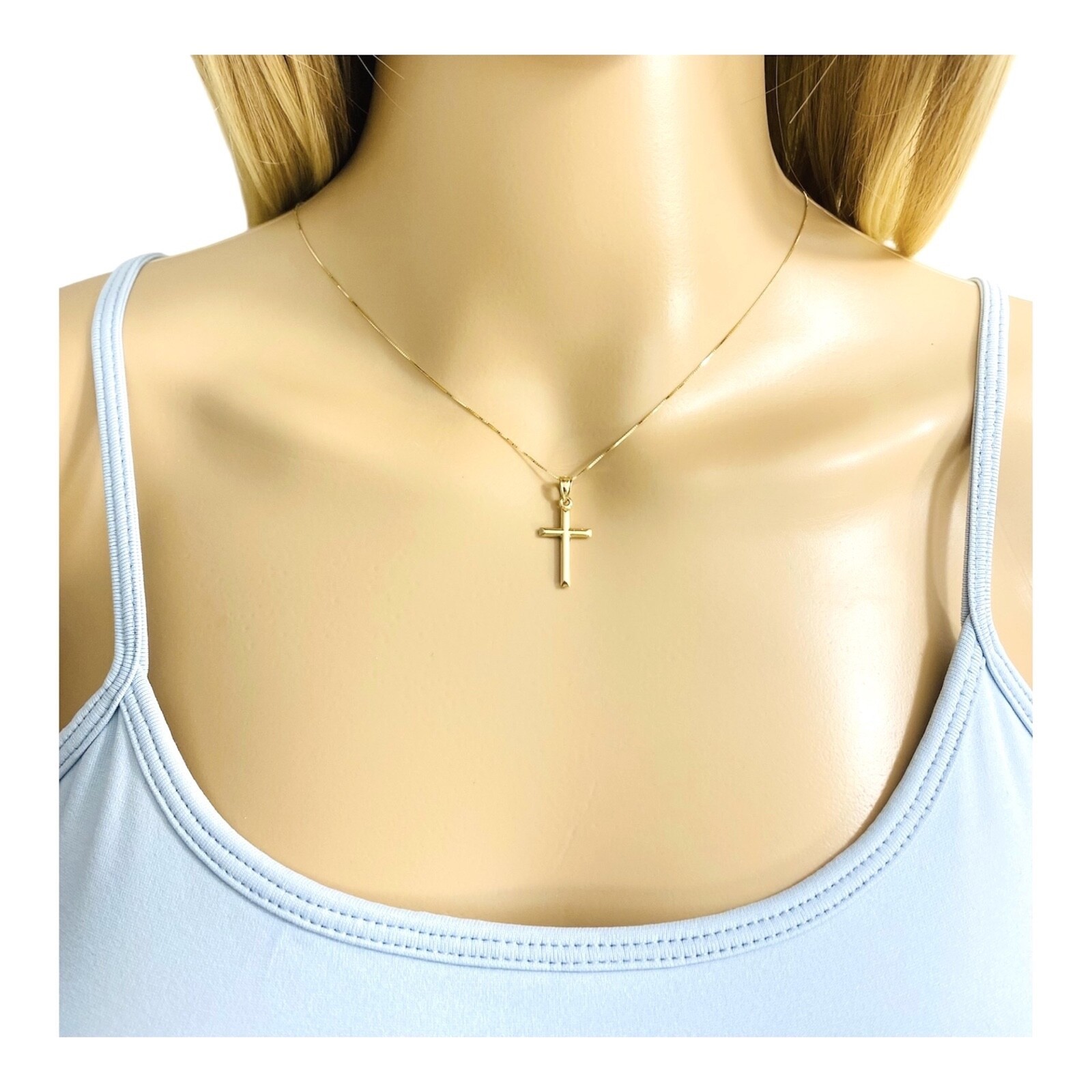 10K Real Gold Cross Pendant, 19mm/0.74 Inches Small 10k Gold Cross Charm- C1344