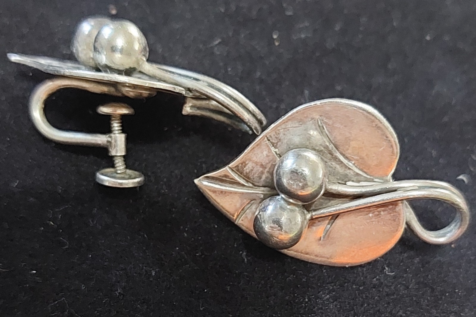 Georg Jensen Hand Wrought Sterling 112 Screw Back Earrings Rare 6.80g