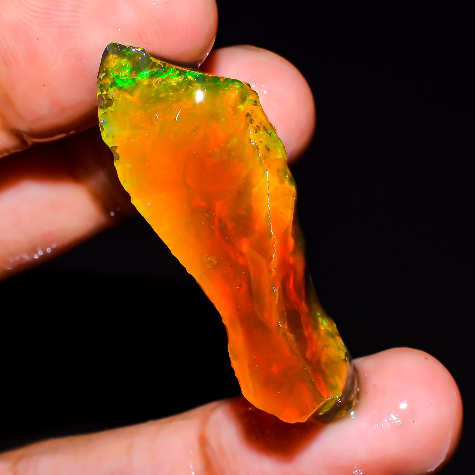 26 Ct Fire Opal Ethiopian Natural Oil Rough Gemstone For Jewelry 31x17x12 mm