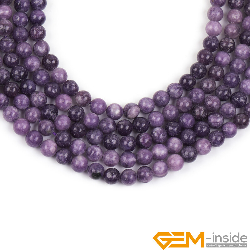 Natural Purple Lepidolite Round Polished Gemstone For Jewellery Making Beads 15″