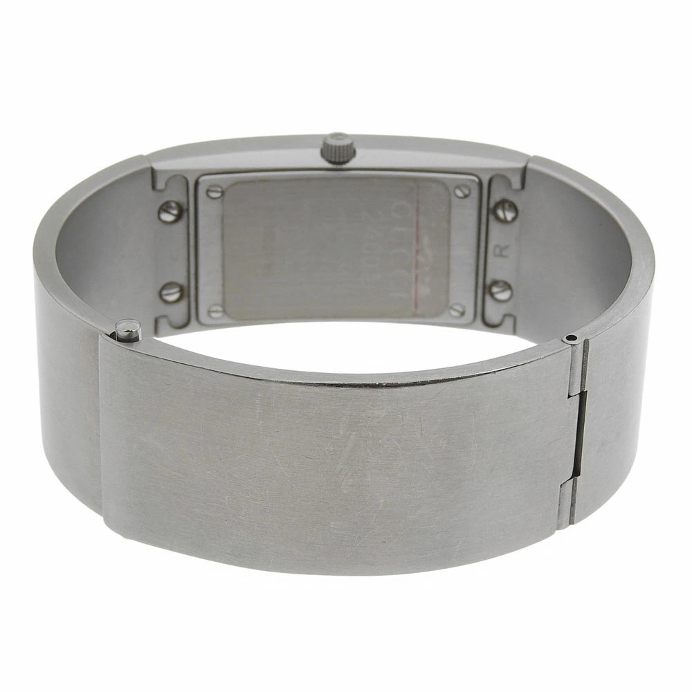 GUCCI Bangle Watch 2400L Stainless Steel Quartz Black Dial