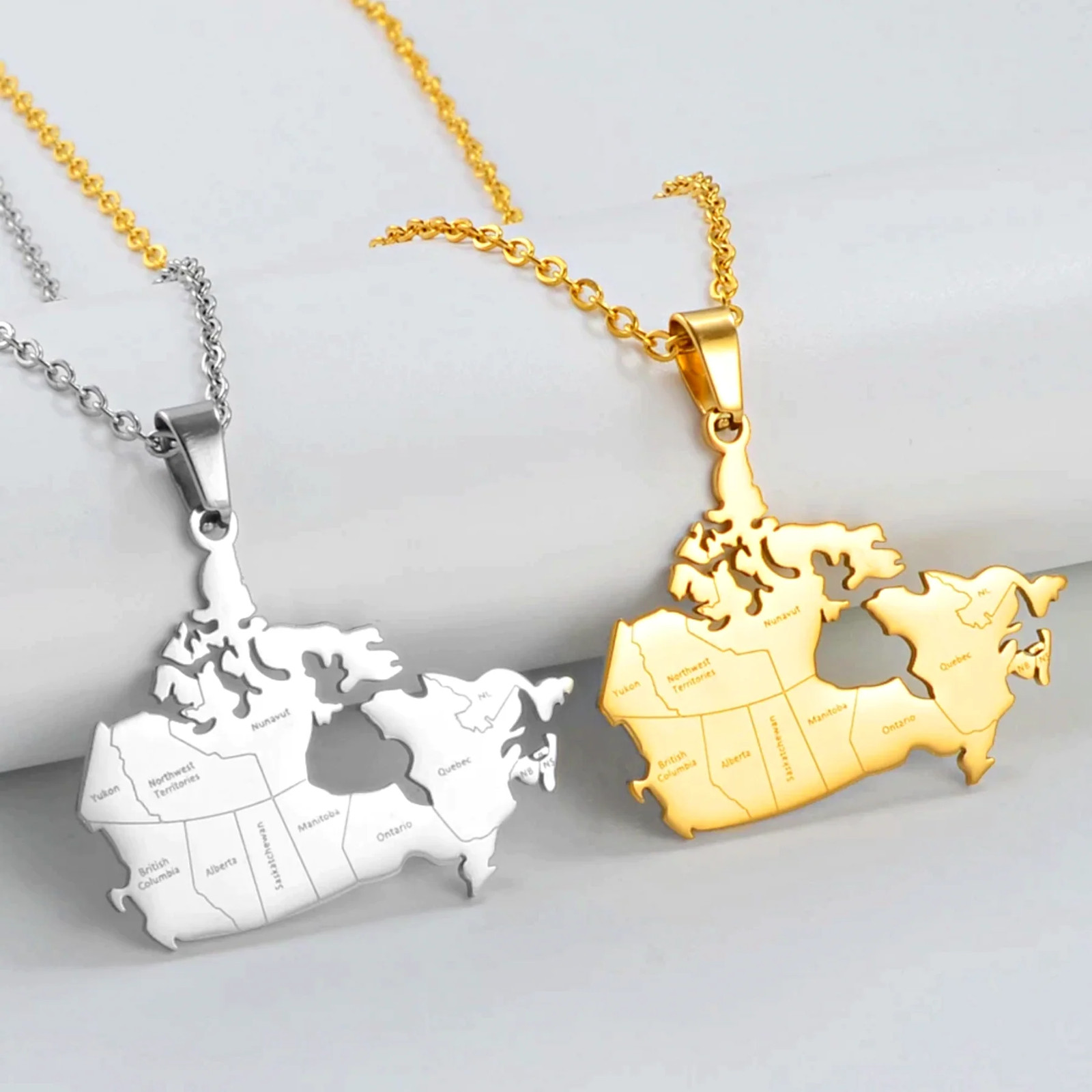Canada Map with States Pendant Necklace