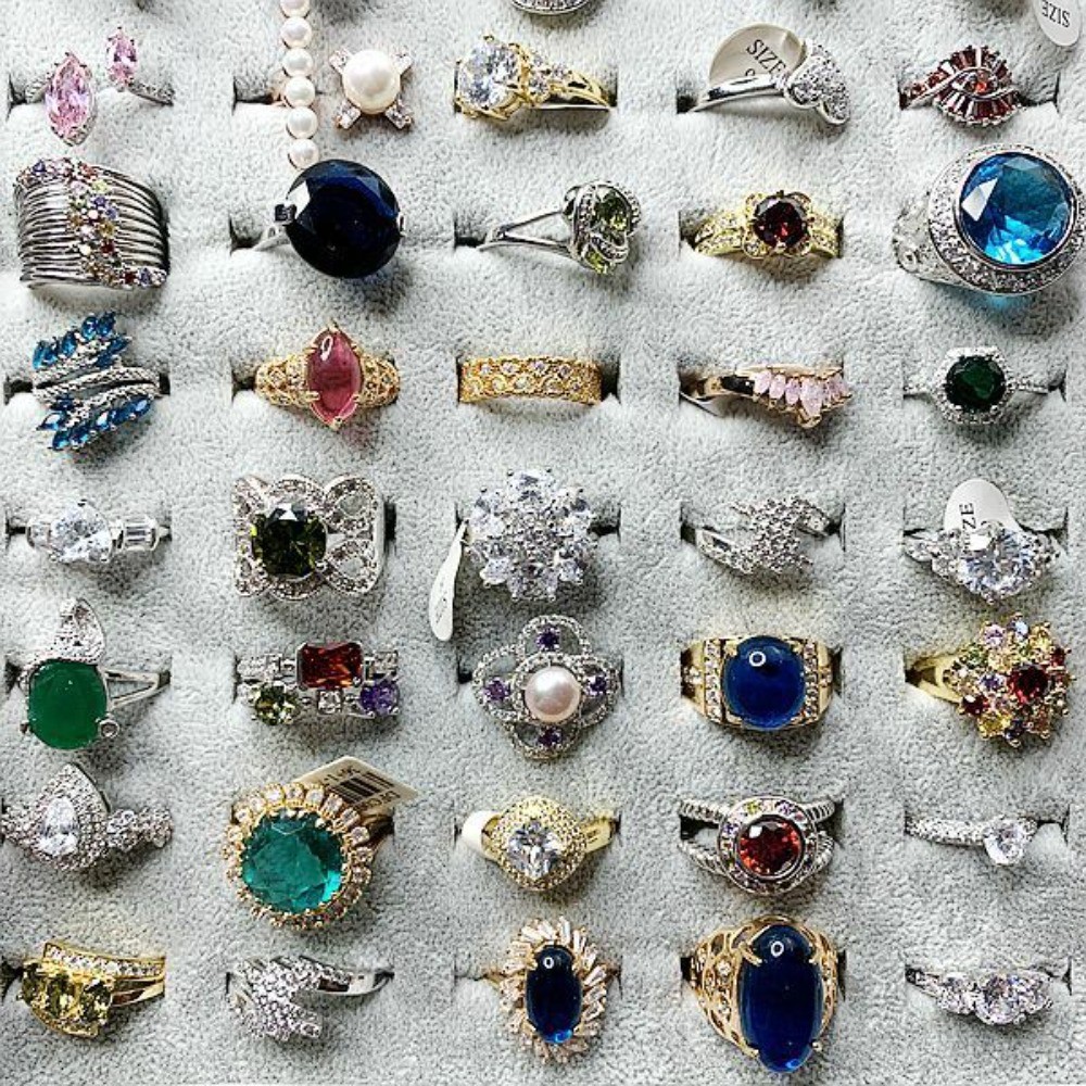 25/50/100/200Pcs Wholesale Mixed Rings Bulk Finger Gemstones Crystal Jewelry Lot