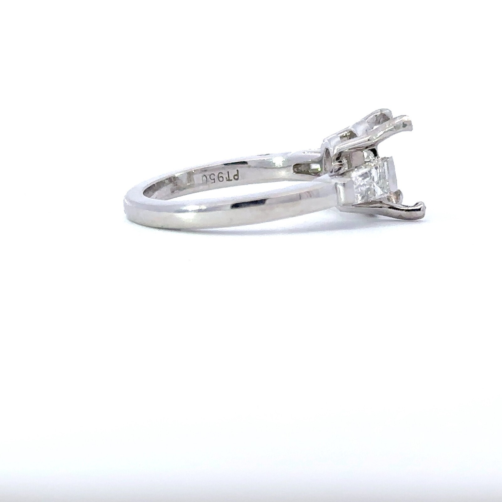 Platinum 950 0.50ctw Tapered Baguette Diamond 9.5-10mm Round Semi-Mount Ring
