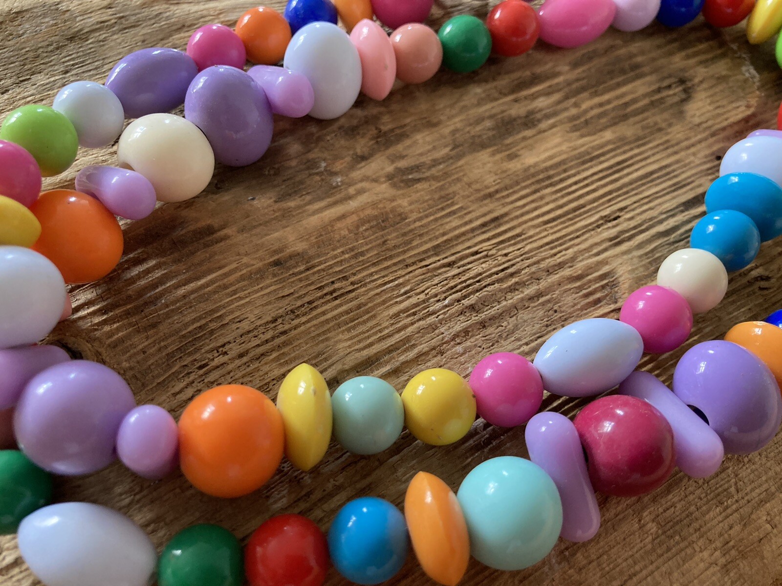 Multi Colour Glossy Long Single Strand Festival Statement Necklace – No Metal