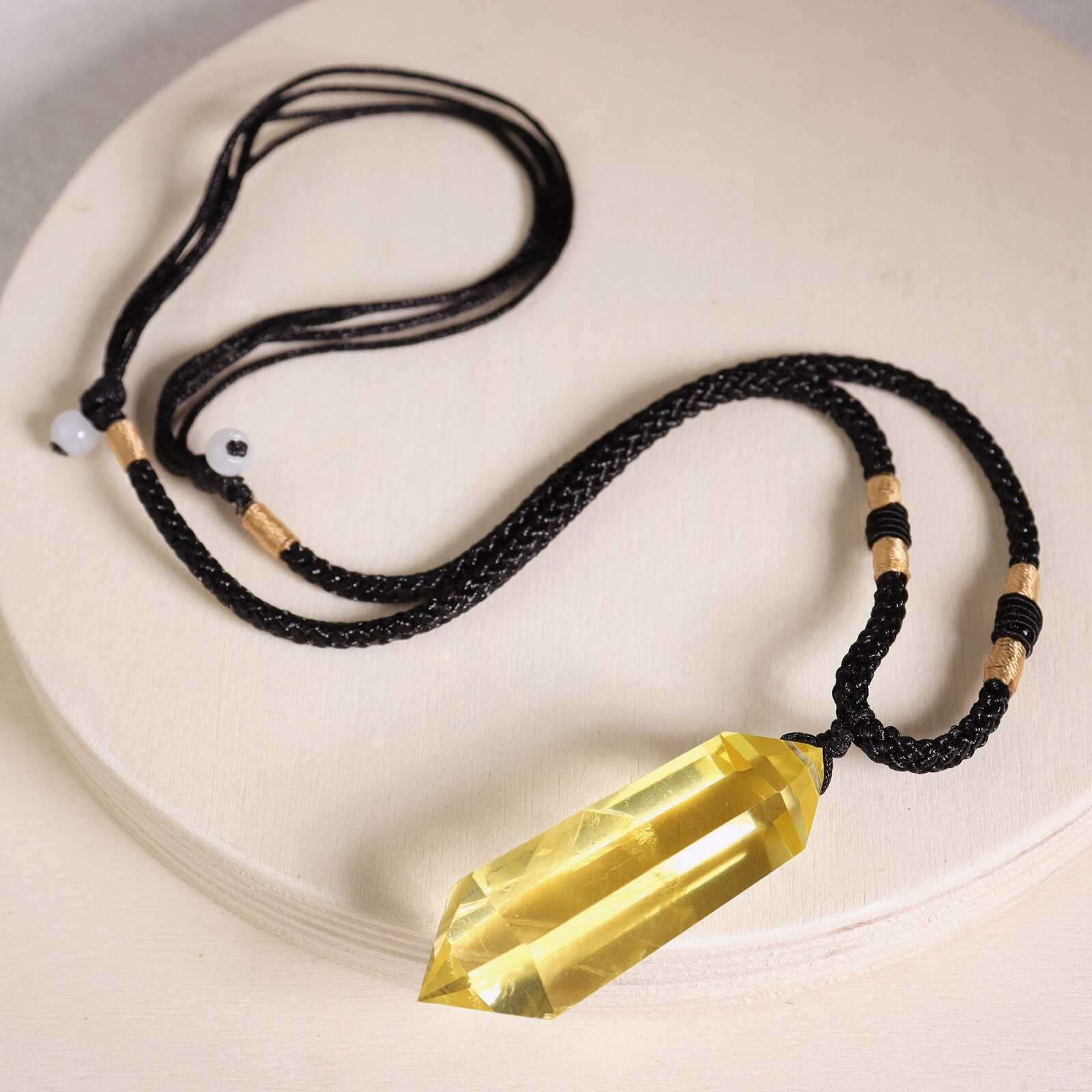 Natural Yellow Crystal Gemstone Citrine Pendant Healing Women Men Necklace Gift