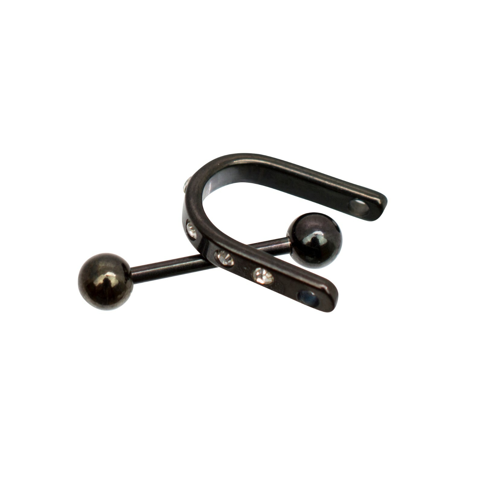 Nipple Shields U Shape Anodized Black with Cubic Zirconias Sold as a Pair 14G