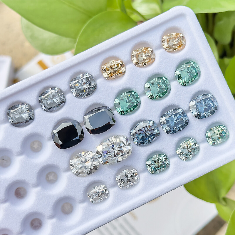 Champagne Color Moissanite Elongated Cushion Shape GRA Certified Loose Stones