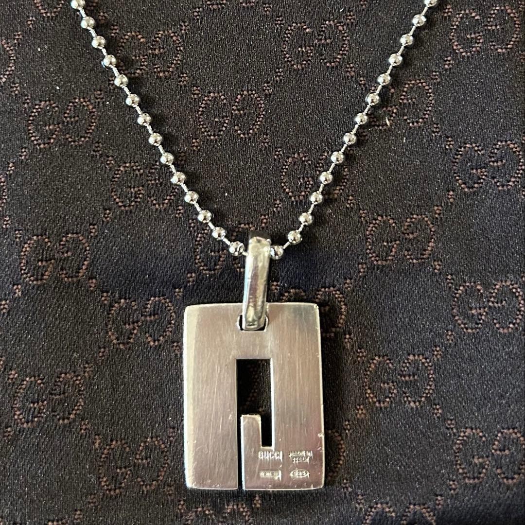 GUCCI G Plate Necklace Silver 925 Stamped.