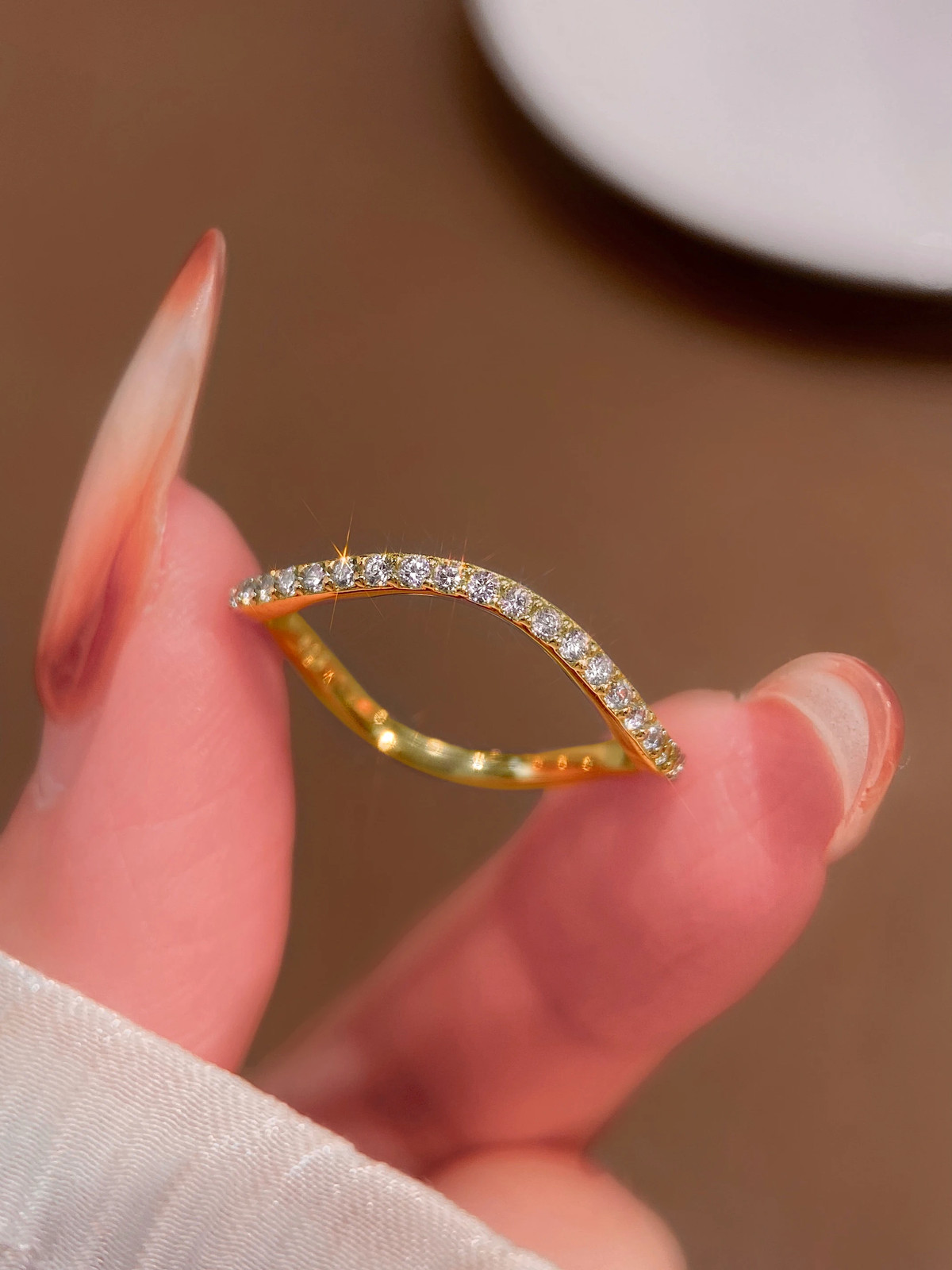 Stackable Plain Ring 925 Sterling Silver 1.4mm Full Zircon Wedding Band Jewelry
