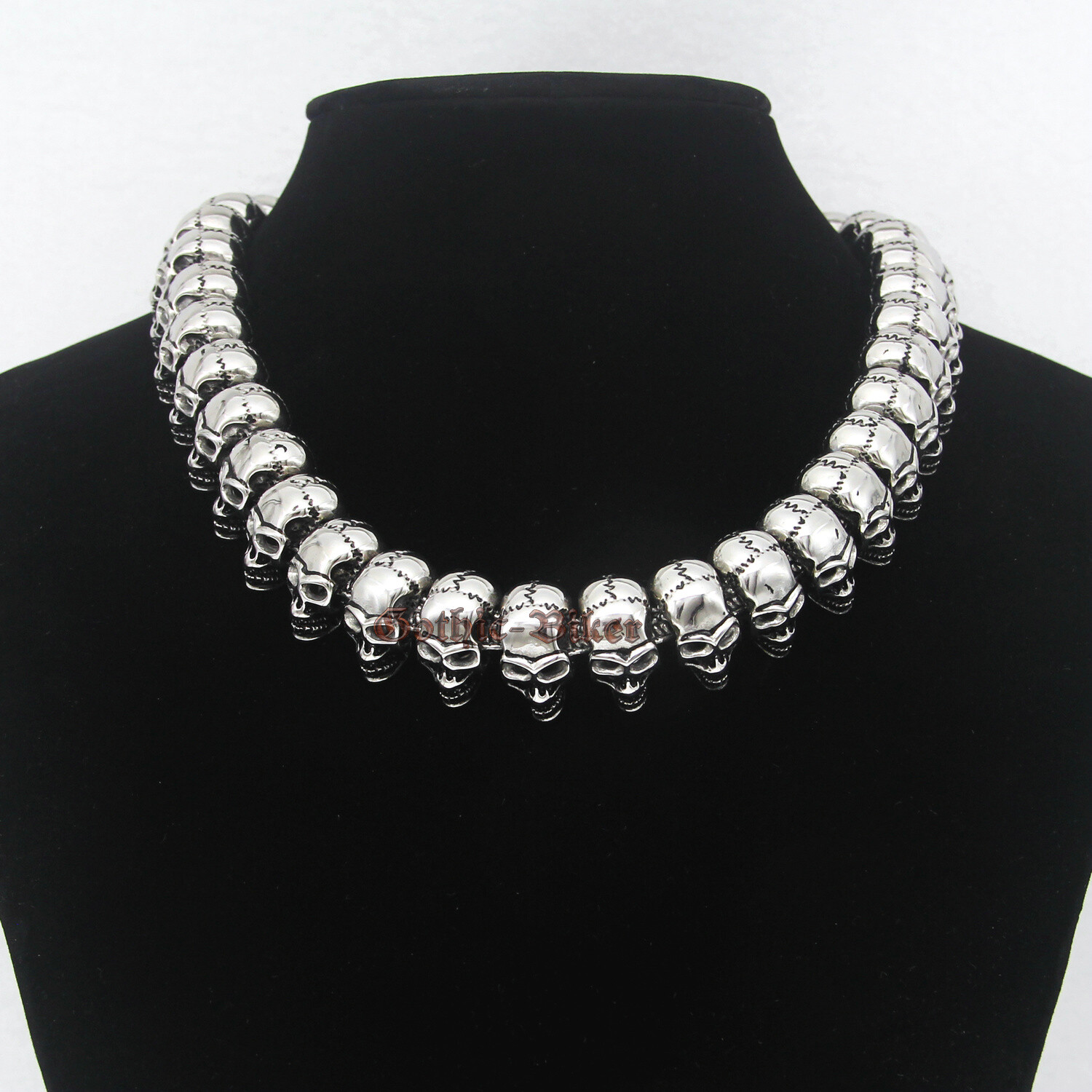 Men’s Heavy 316L Stainless Steel Skull Head Chain Necklace Gothic Biker Bracelet