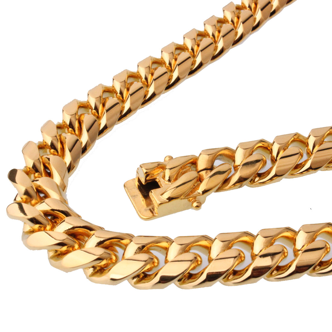 14k 30in 6/8/10/12/14/16/18mm Gold plated Miami cuban link stainless steel