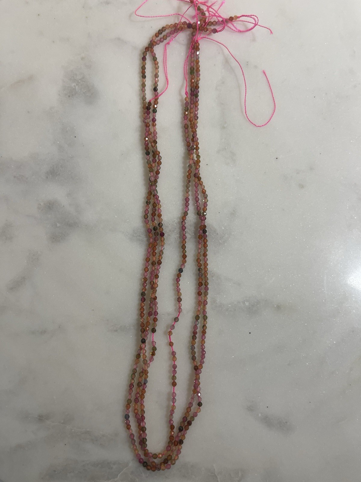 Natural Multicolor Tourmaline Faceted Rondelle Beads Pink Green Orange Gemstone