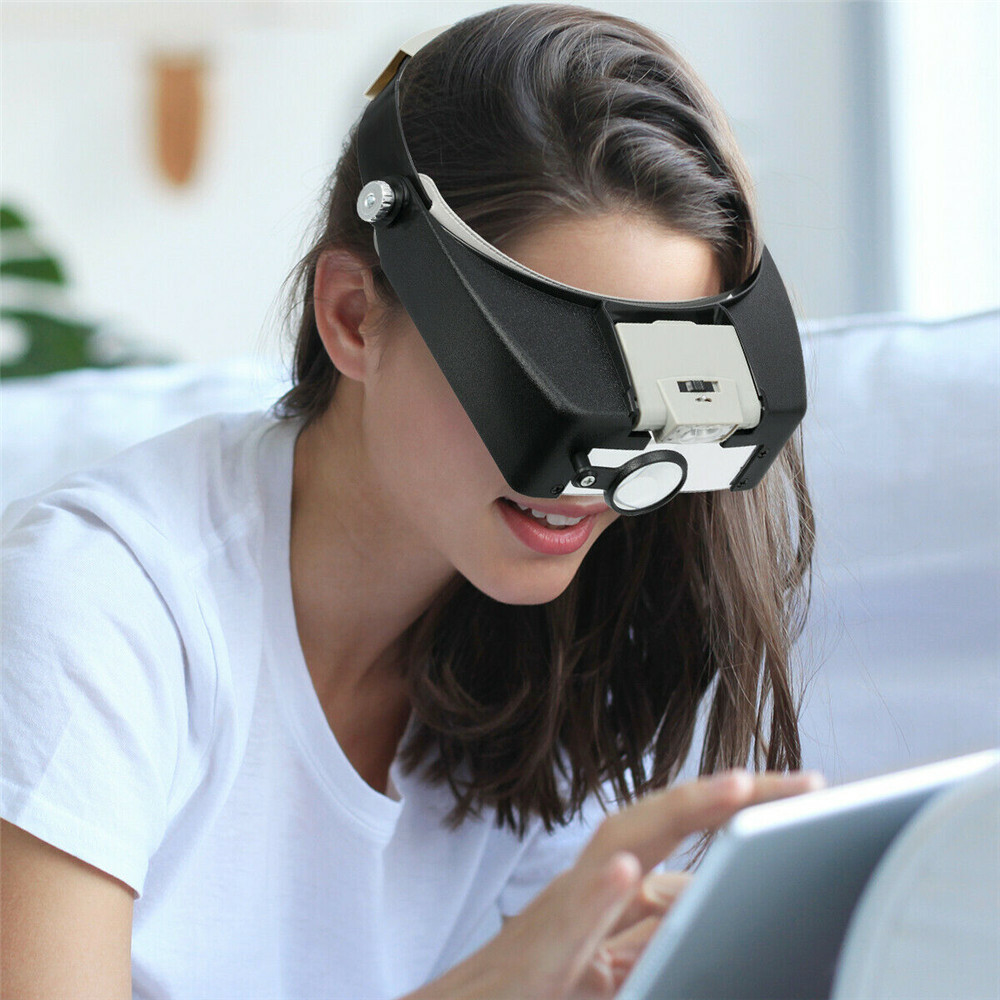Jeweler Magnifier Headband Headset LED Head Lamp Light Magnifying Glass Loupe
