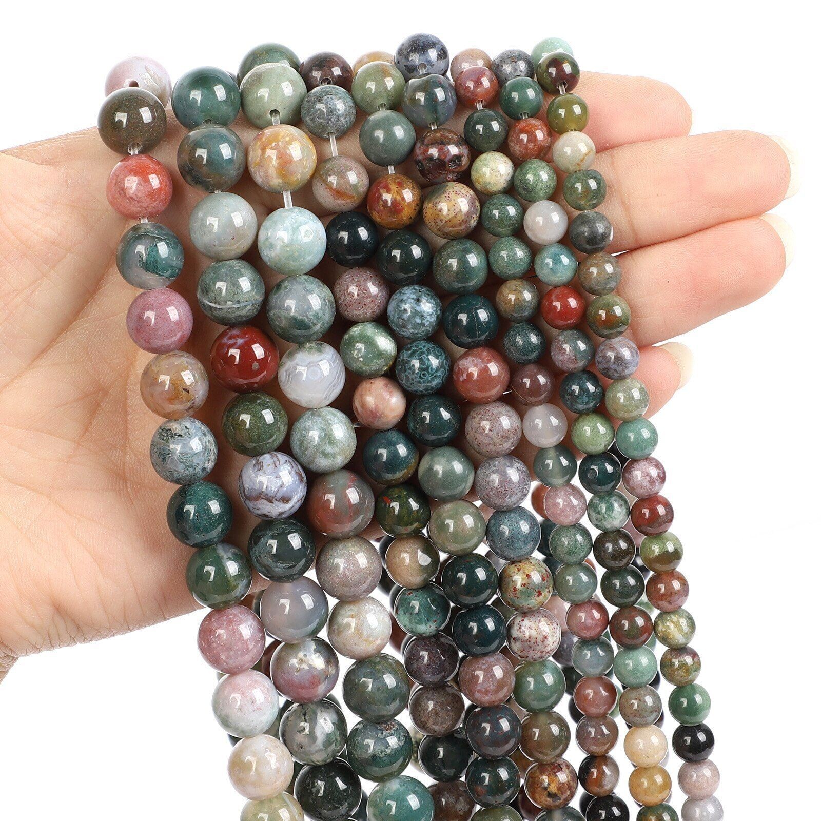 Natural-Gemstone Round Spacer Loose Beads Jewelry Making 4mm 6mm 8mm 10mm 12mm