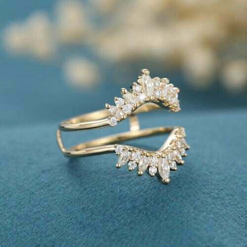 1CT Lab Created Diamond Enhancer Guard Wrap Ring 14K Yellow Gold Finish