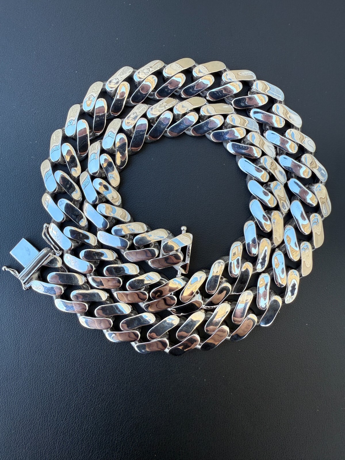 Monaco Cuban Link Chain Necklace Hollow Real 925 Sterling Silver 9-15mm Rhodium