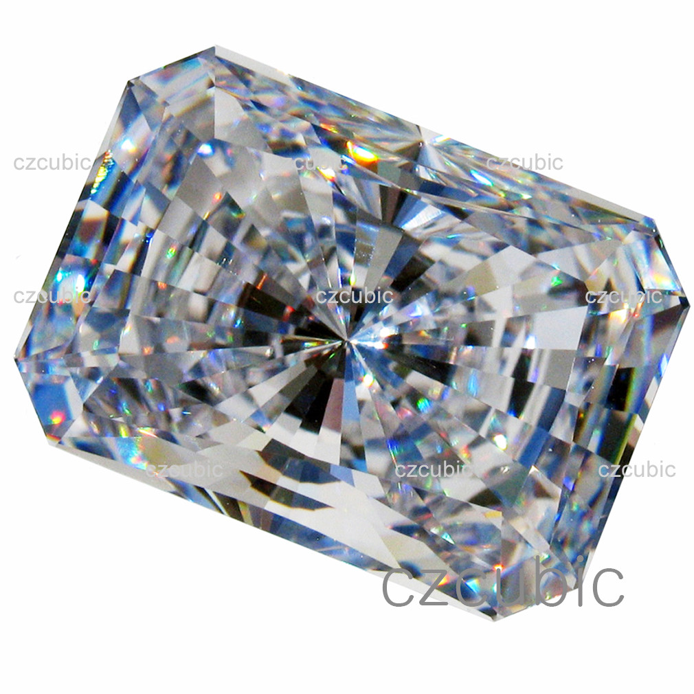 CUBIC ZIRCONIA EMERALD-RADIANT CUT SUPER QUALITY WHITE CZ CLEAR U.S.A SHIPPER
