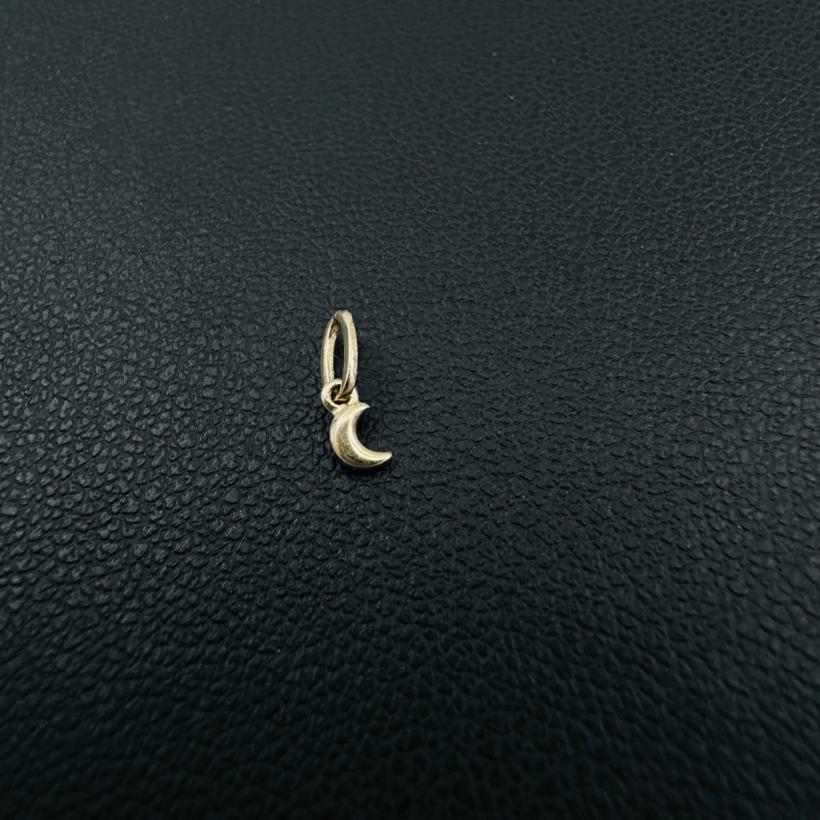 14K Solid Yellow Gold 3mm Teeny Tiny – Very Small Beveled Moon Charm Pendant