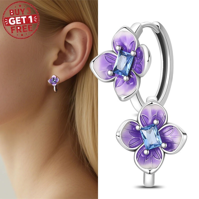 KUNSIR Sterling Silver Tiny Flower Hoop Earrings For Women Jewelry Birthday Gift