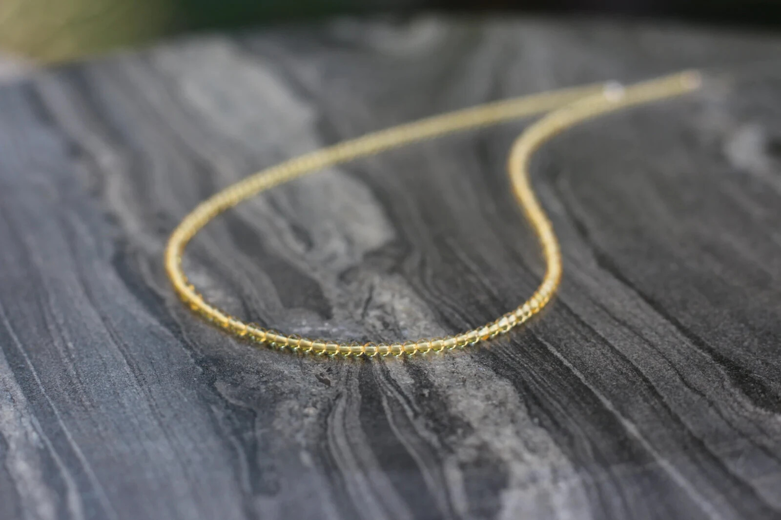 Dainty Citrine Beaded Necklace Yellow Crystal Choker November Birthstone Gift