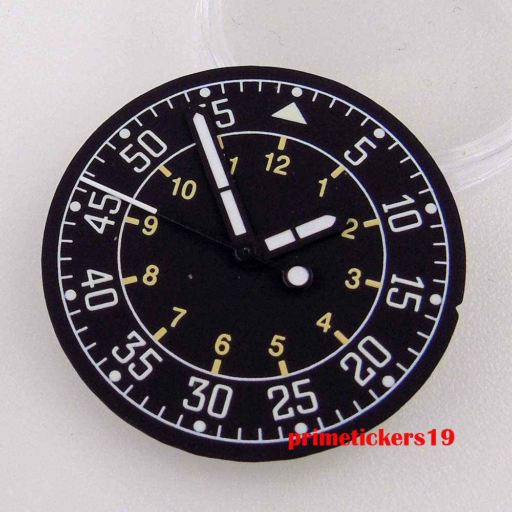 29mm Black Dial Hands Set Green Luminous Fit NH35 NH36 ETA2824 PT5000 Movement