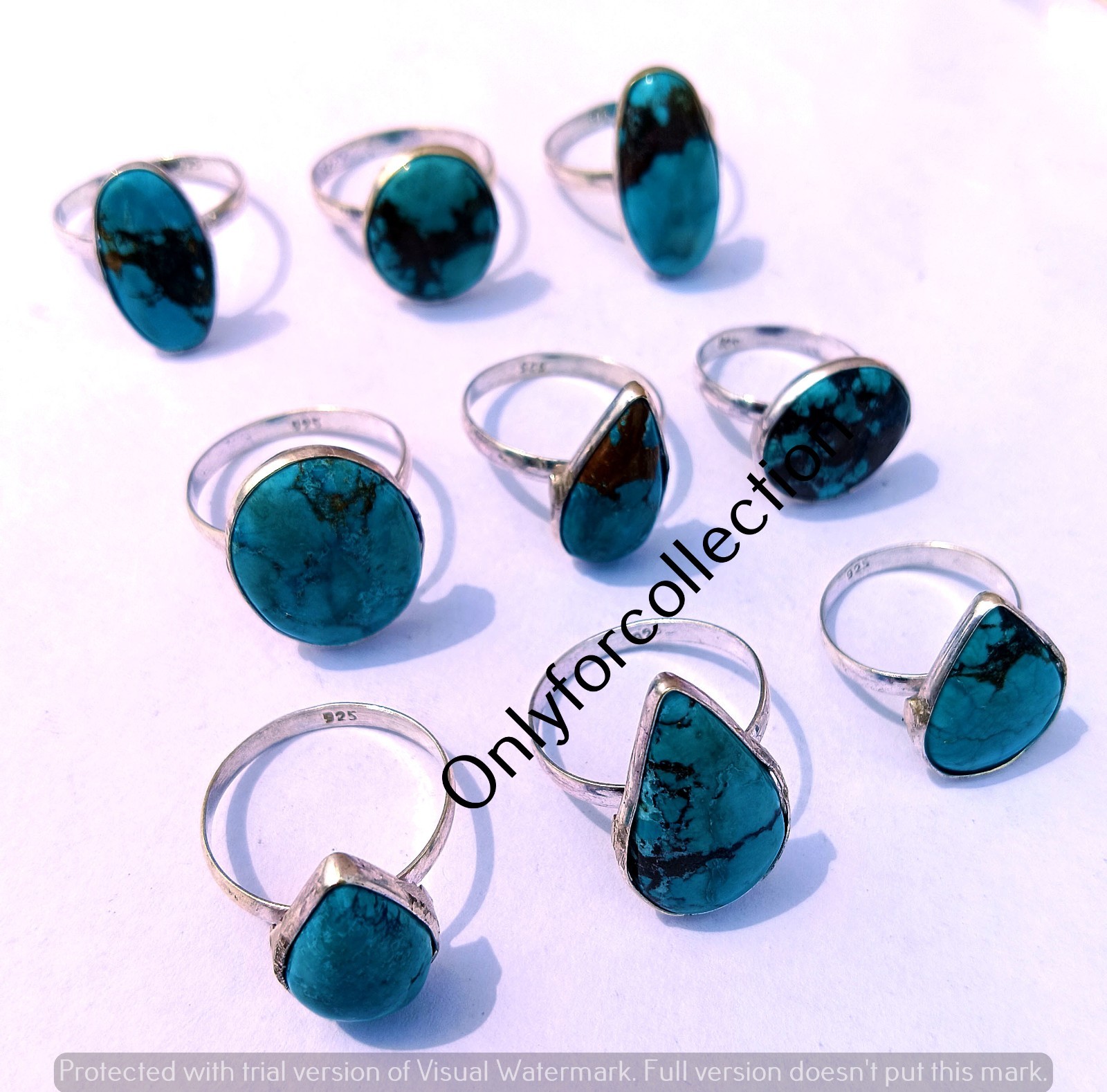 Handmade Turquoise Gemstone Rings Lot 925 Sterling Silver Plated Bulk Jewelry