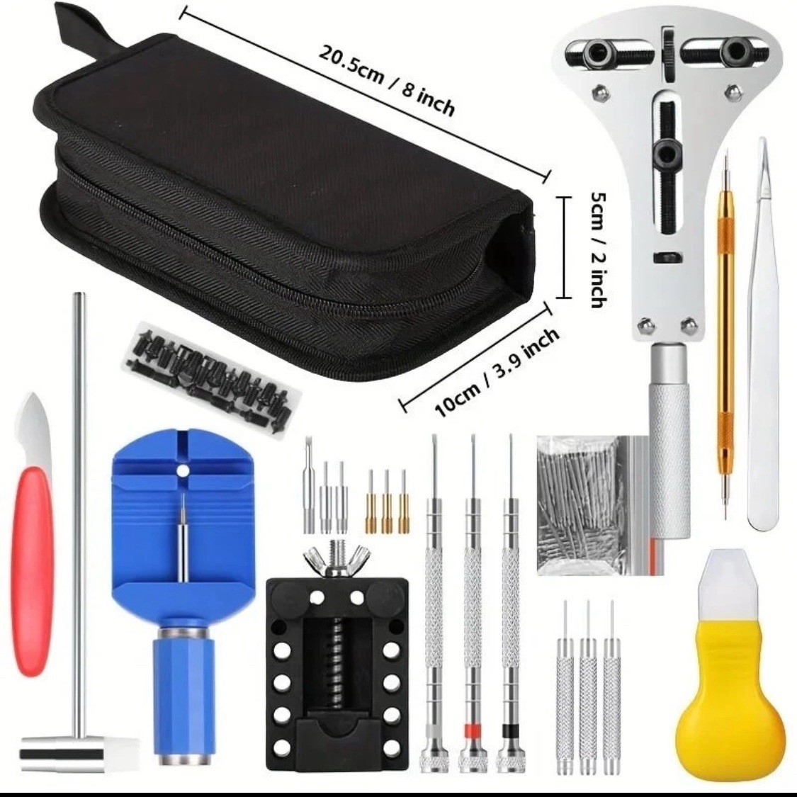 147PC Watch Battery Change Repair Tool Band Pin Remover Back Case Opener 55mm Ki