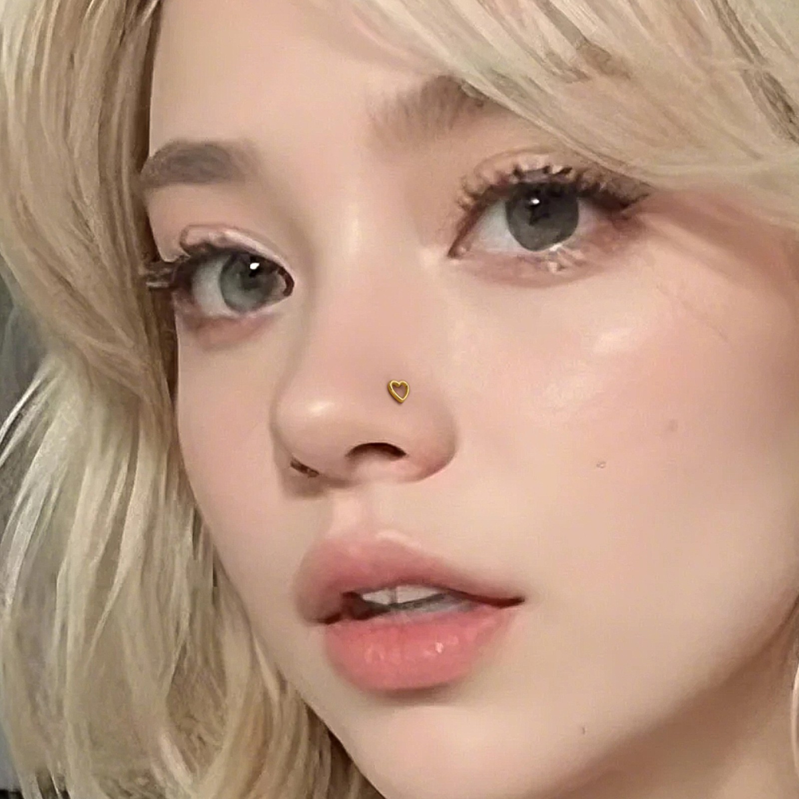 Nose Stud 925 Sterling Silver L-Shape Heart Star 20G Nostril Piercing Jewelry