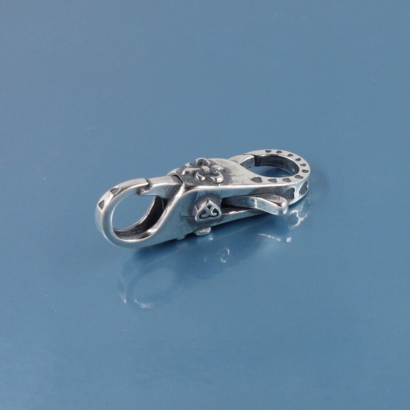 Sterling Silver Double Openings Lily Lobster Claw Clasp Connector #44066
