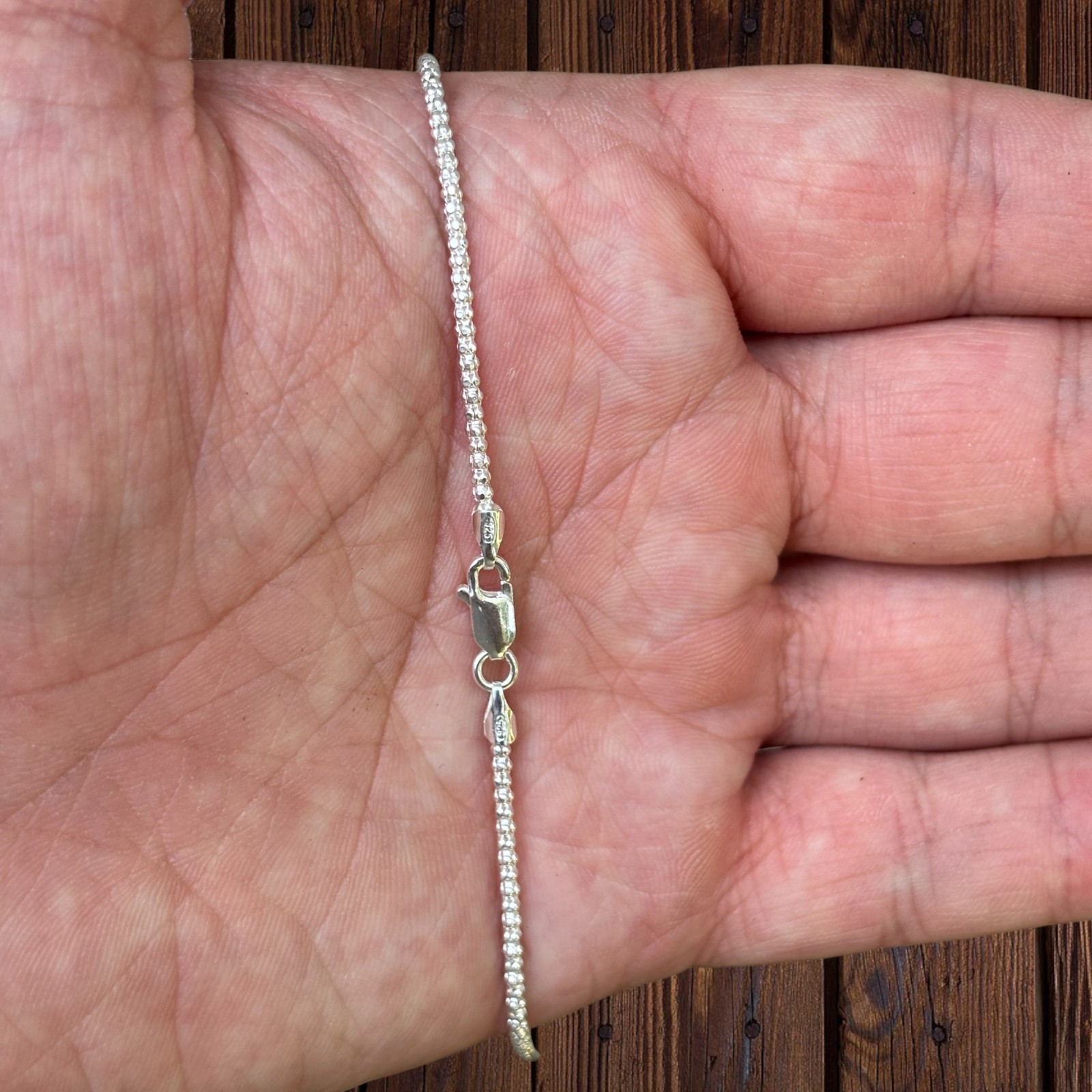 2mm Popcorn Link Chain Necklace – Real Solid 925 Sterling Silver MADE IN ITALY