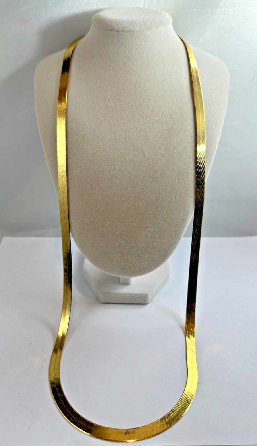 7mm Flexible Herringbone Chain Necklace 925 Italy. 28.84 g. 30 in.