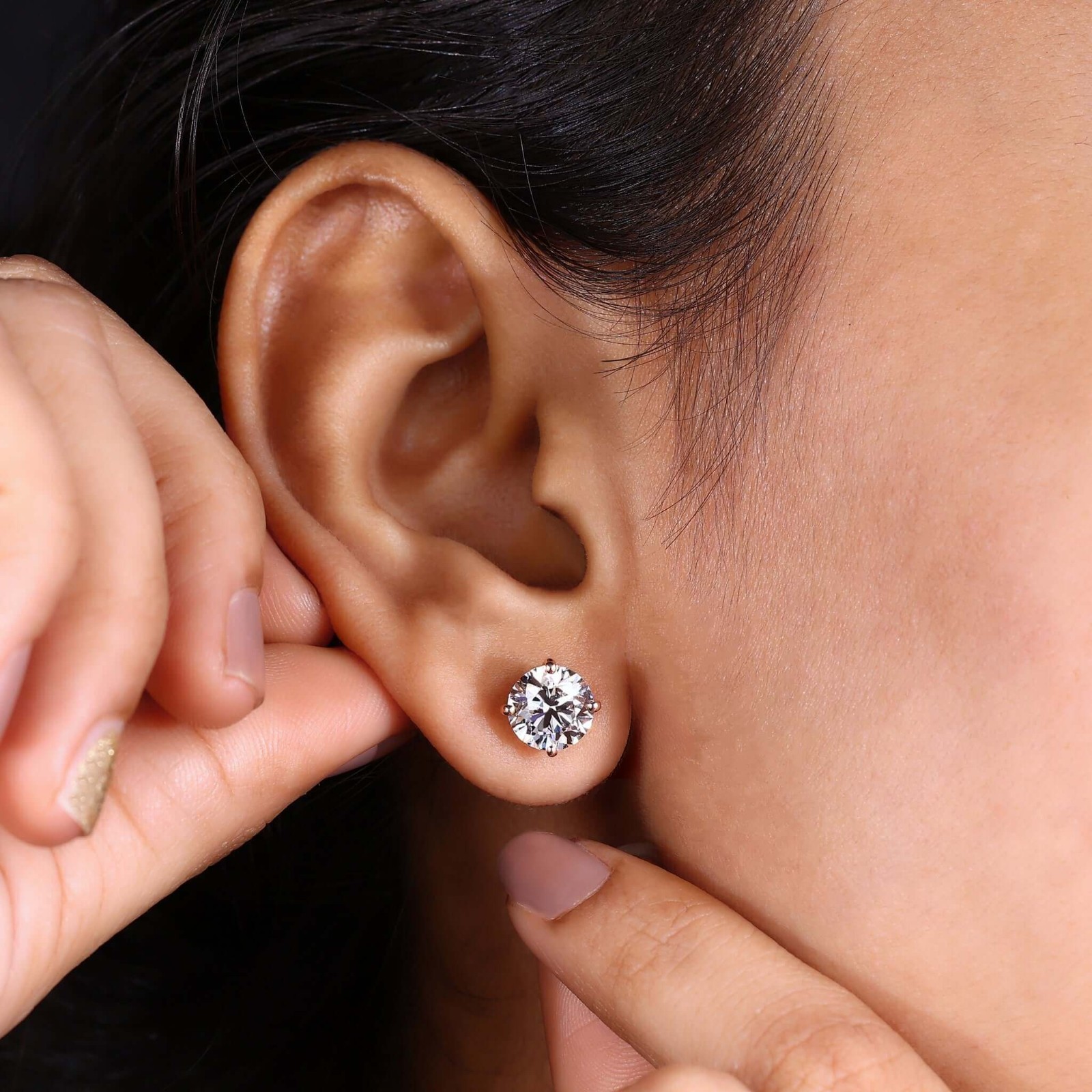 Lab Grown Diamond Stud Earrings 0.50-4CT VS E/F Color 14K Solid Gold for Gift