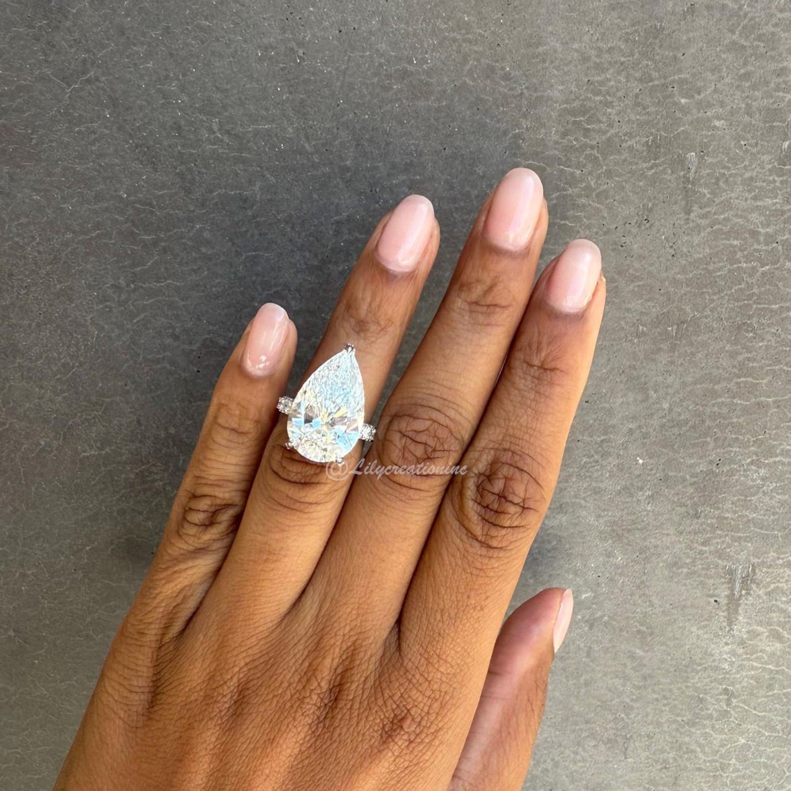 10Ct Pear IGI Certified Lab Grown Diamond Engagement Ring 3 Prong Style Platinum