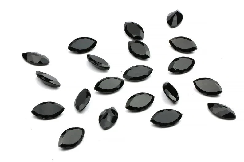 Natural Black Onyx “Faceted” Marquise Shape Loose Gemstone For Jewelry Making